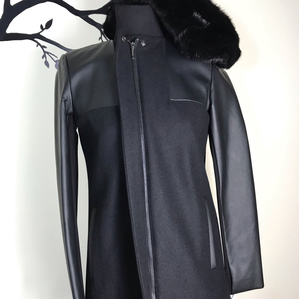 Laundry by Shelli Segal Faux Leather Sleeve Coat - Picture 4 of 8